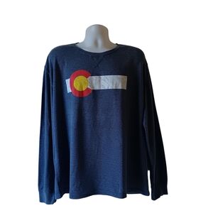 Men's Long Sleeve Navy Shirt with Graphic Design